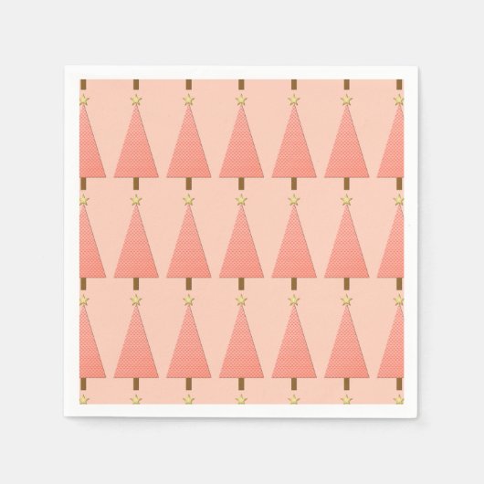 Korallenpolka dot moderner Weihnachtsbaum Serviette (Vorderseite)