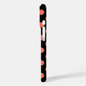 Korallenpolka-Punkte auf schwarz Case-Mate iPhone Hülle (Rückseite / Links)