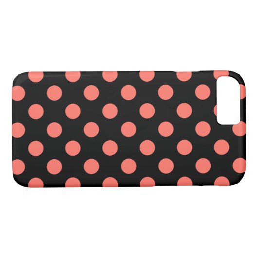 Korallenpolka-Punkte auf schwarz Case-Mate iPhone Hülle (Rückseite (Horizontal))