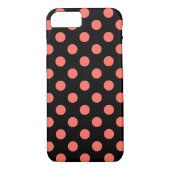 Korallenpolka-Punkte auf schwarz Case-Mate iPhone Hülle (Rückseite)