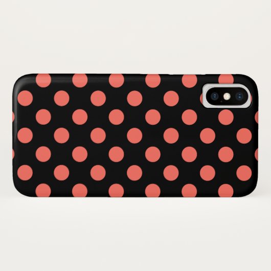 Korallenpolka-Punkte auf schwarz Case-Mate iPhone Hülle (Rückseite (Horizontal))