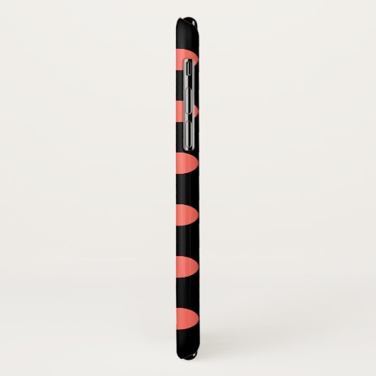 Korallenpolka-Punkte auf schwarz Case-Mate iPhone Hülle (Hinten/Links)