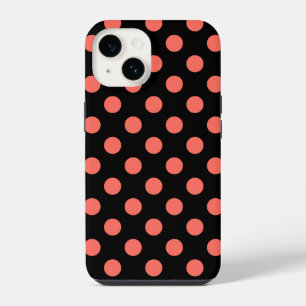 Korallenpolka-Punkte auf schwarz iPhone 14 Hülle