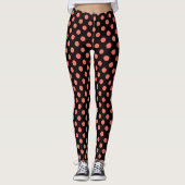 Korallenpolka-Punkte auf schwarz Leggings (Vorderseite)