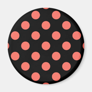 Korallenpolka-Punkte auf schwarz Magnet