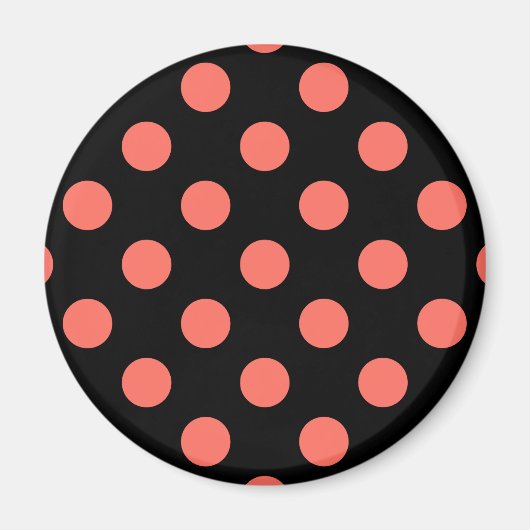 Korallenpolka-Punkte auf schwarz Magnet (Vorne)