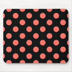Korallenpolka-Punkte auf schwarz Mousepad