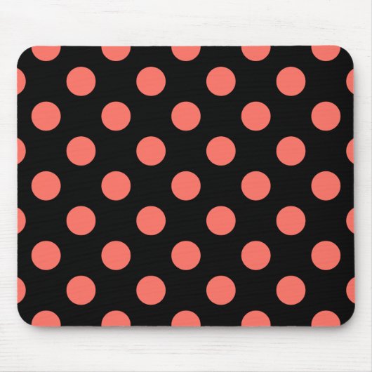 Korallenpolka-Punkte auf schwarz Mousepad (Vorne)