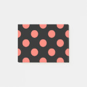 Korallenpolka-Punkte auf schwarz Post-it Klebezettel (Vorderseite)
