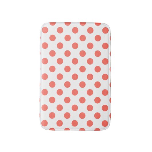 Korallenpolka-Punkte auf weiß Badematte (Vorderseite Vertikal)