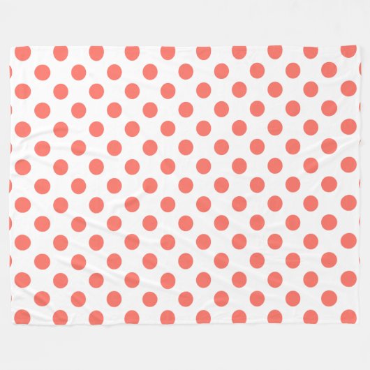 Korallenpolka-Punkte auf weiß Fleecedecke (Vorderseite (Horizontal))