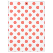 Korallenpolka-Punkte auf weiß Klemmbrett (Rückseite)