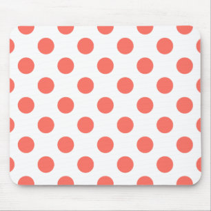 Korallenpolka-Punkte auf weiß Mousepad