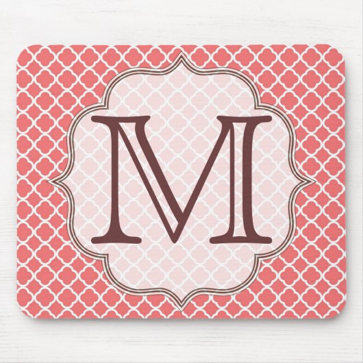 Korallenquaterfolie Latti Monogram Initial Mouse P Mousepad (Vorne)