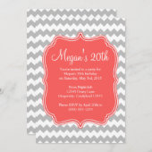Korallenquatrefolie Zickzack Geburtstagseinladung Einladung (Vorne/Hinten)