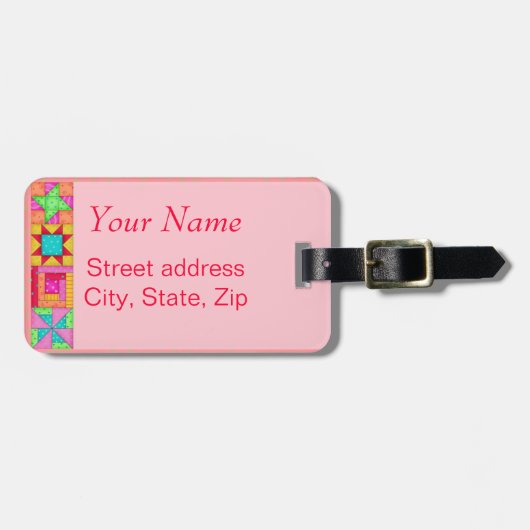 Korallenquilt-Gepäck- oder Nähmaschinenname Gepäckanhänger (Vorderseite horizontal)