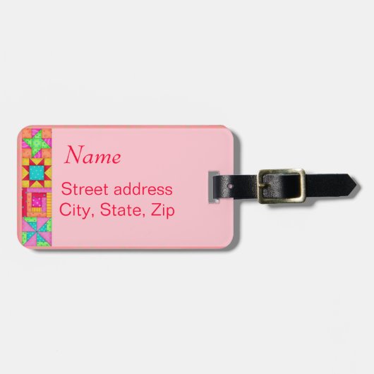 Korallenquilt-Gepäck- oder Nähmaschinenname Gepäckanhänger (Vorderseite horizontal)