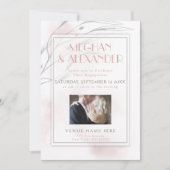 Korallenrahmen Rose Watercolor Willow Branch Foto Einladung (Vorderseite)