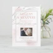 Korallenrahmen Rose Watercolor Willow Branch Foto Einladung (Stehend Vorderseite)