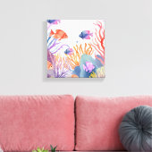 Korallenriff | Aquarellfarbener Fisch Leinwanddruck (Insitu (Wohnzimmer))