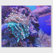 Korallenriff Blau lila Meer Anenom Geschenkpapier (Flach)