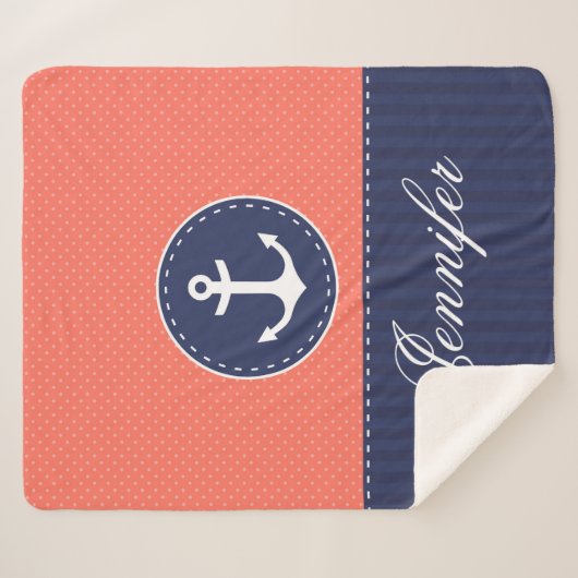 Korallenriff Blue Nautical Anchor Design Individue Sherpadecke (Vorderseite (Horizontal))