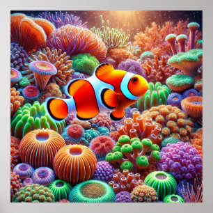 Korallenriff Clownfisch Ozean Wanddekoration Poster