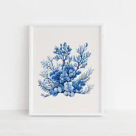Korallenriff - Coastal Blue auf Beige Poster