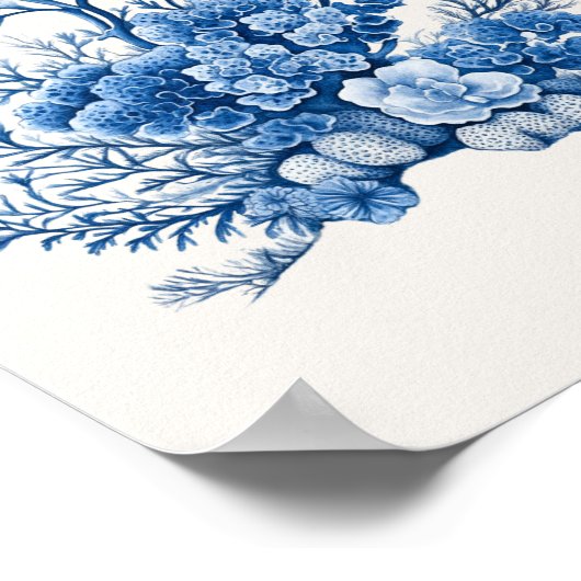 Korallenriff - Coastal Blue auf Beige Poster (Ecke)