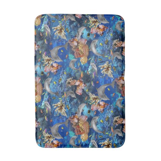 Korallenriff-Delphine und Fische Badematte (Vorderseite Vertikal)