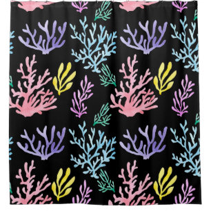 Korallenriff Elegante: Wasserfarben-Muster Duschvorhang
