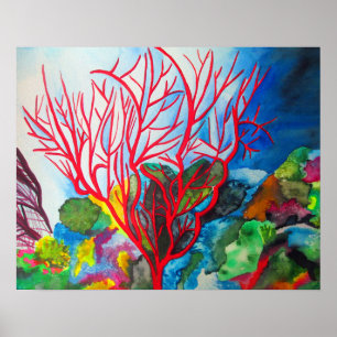 Korallenriff Great Barrier Reef Aquarellkunst Poster