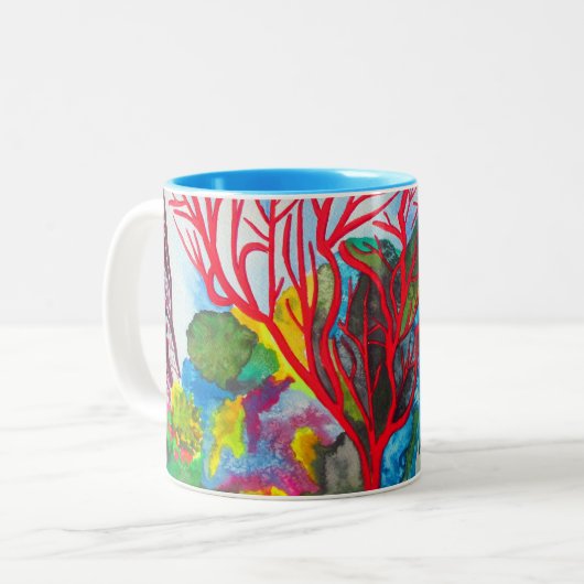 Korallenriff Great Barrier Reef Kunst Zweifarbige Tasse (Vorderseite Links)