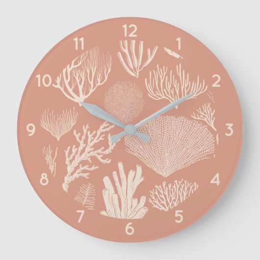 Korallenriff in Aprikose große Uhr (Vorderseite)
