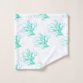 Korallenriff in Blau Badhandtuch Set (Waschlappen)