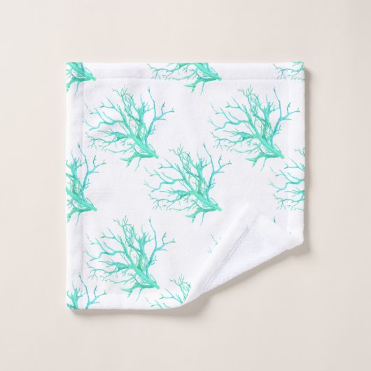 Korallenriff in Blau Badhandtuch Set (Waschlappen)