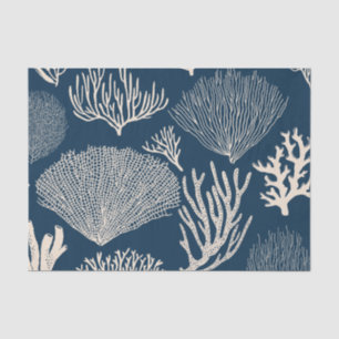 Korallenriff in blauem Papier