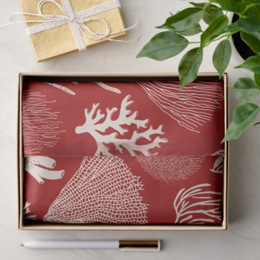 Korallenriff in rotem Gewebpapier Seidenpapier (Geschenk)