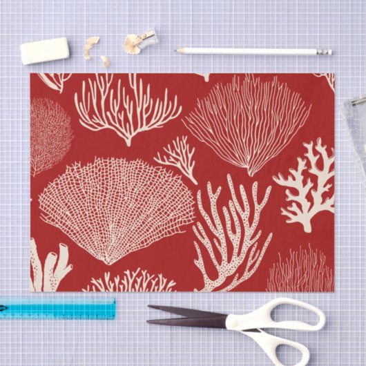 Korallenriff in rotem Gewebpapier Seidenpapier (Handwerk)