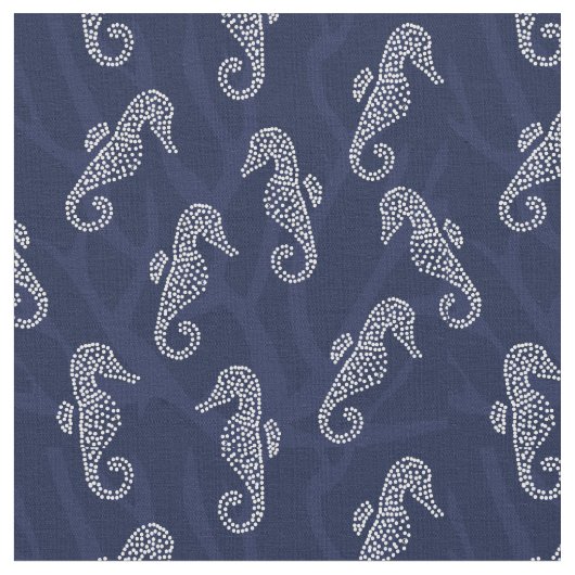 Korallenriff-KüstenSeepferd-Marine-Blau Stoff (Nahaufnahme)
