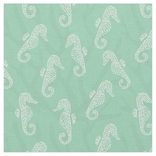 Korallenriff-KüstenSeepferd Seafoam Grün Stoff (Nahaufnahme)