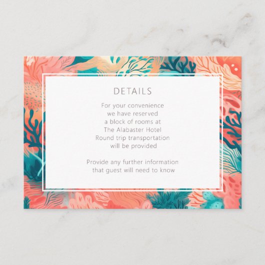 Korallenriff Lebhaft Rosa und aquamarine Details Begleitkarte (Vorderseite)