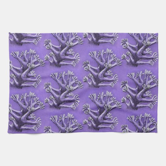 Korallenriff Lila Meeresbiologie Kunst Geschirrtuch (Horizontal)