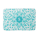 Korallenriff Meeresfrüchte Monogramm| Aqua Blue Badematte (Vorderseite)