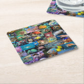 Korallenriff Meereslebewesen: Fotos von Fischen un Rechteckiger Pappuntersetzer (angewinkelt)