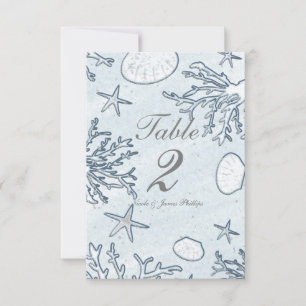 Korallenriff Meeresmuschel & Seestern-Tischnummer  Einladung
