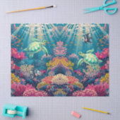 Korallenriff, Meeresschildkröten und Fischdekoupag Seidenpapier (Basteln)