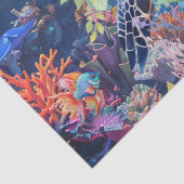 Korallenriff, Meeresschildkröten und Fische Seidenpapier (Detail)