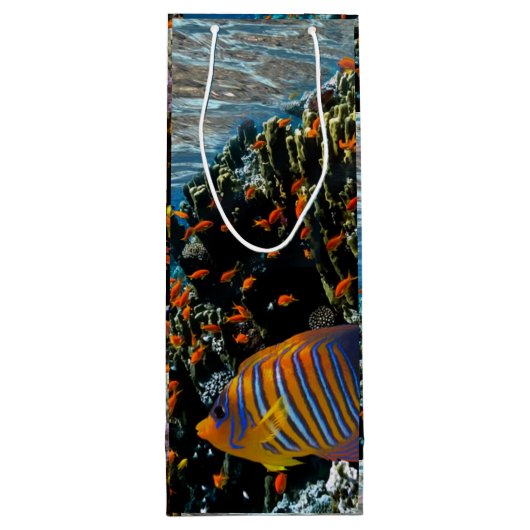 Korallenriff mit Feuerkorallen und exotischen Fisc Geschenktüte Für Weinflaschen (Rückseite)