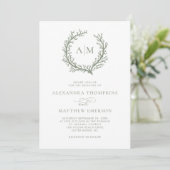 Korallenriff Nautical Sage Green Wedding Einladung (Stehend Vorderseite)